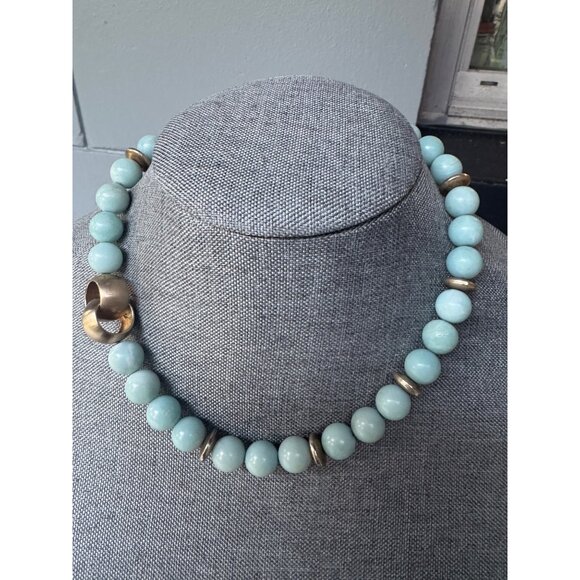 Vintage Jade Bead Sterling Silver Necklace Choker 17" - Picture 2 of 8